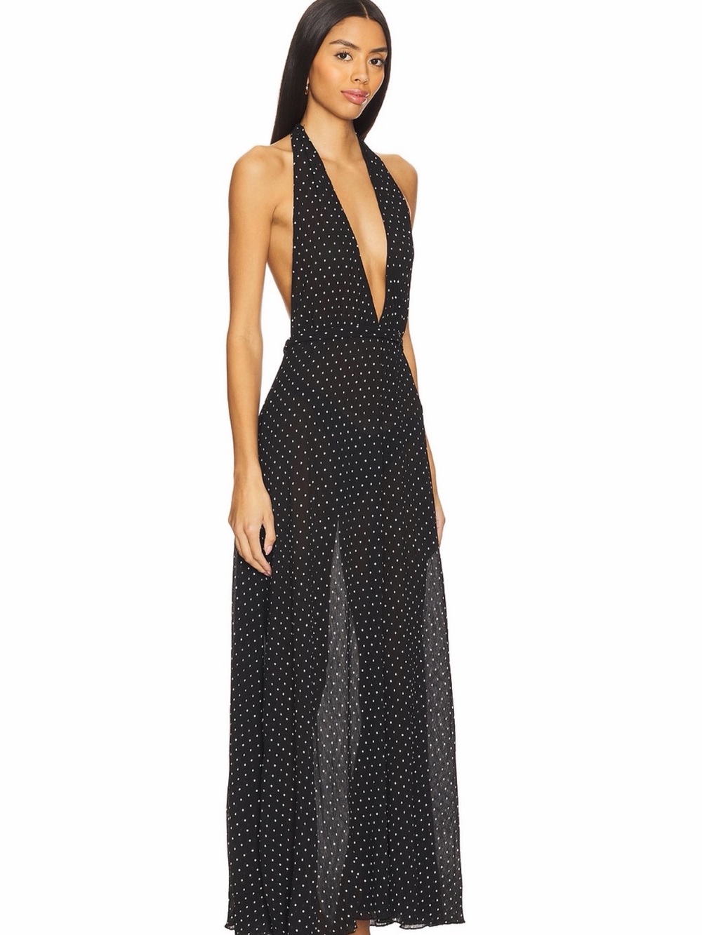 Lioness black Halter Polka Dot Maxi Dress - Picture 2 of 7